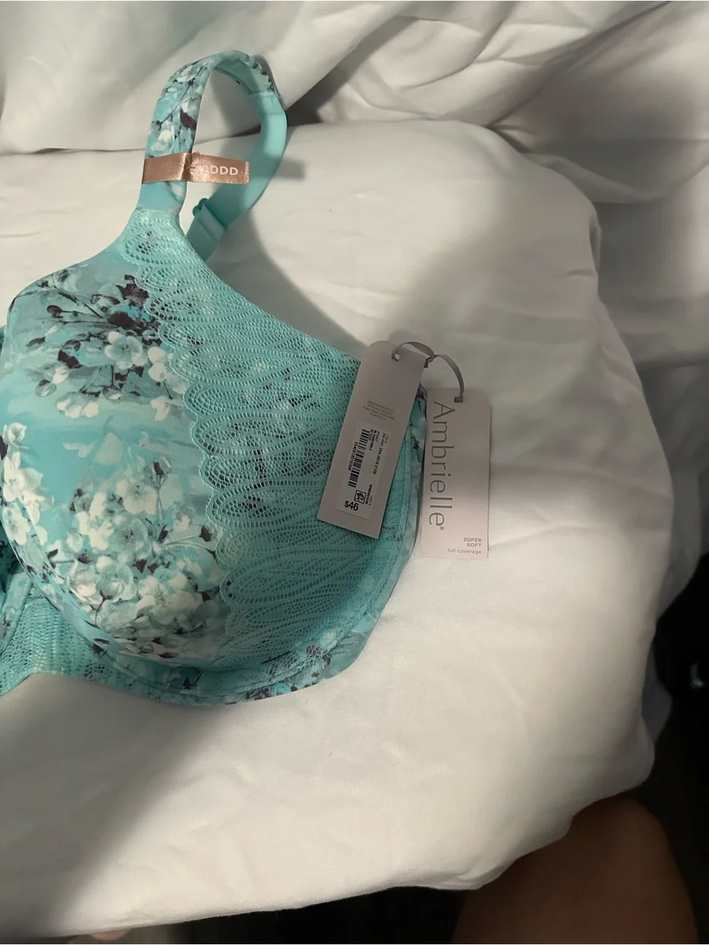Floral Light Aqua Full Coverage Bra